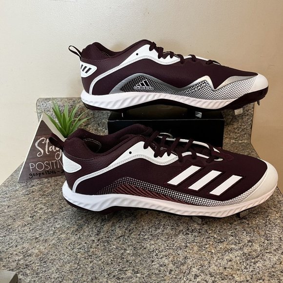 Adidas Icon 6 Bounce‎ Metal Baseball Cleats Men\'s Size 14 Maroon White [FV9351]